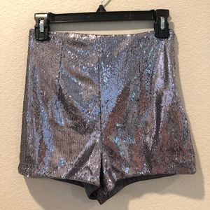 NEVER WORN Silver Sparkly shorts